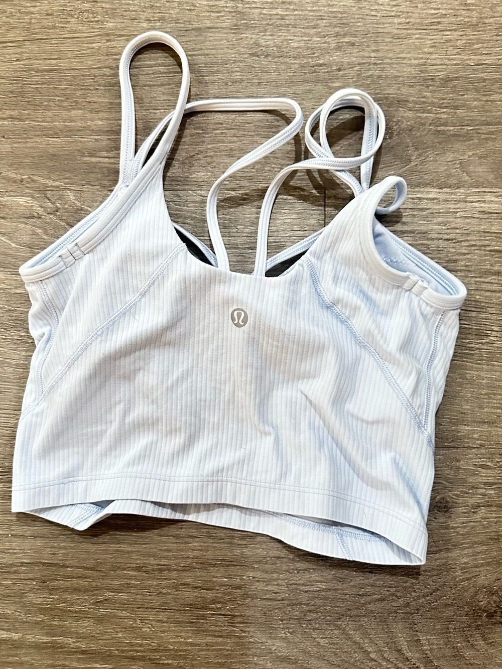 lululemon athletica Pale Blue Ribbed Strappy Sports Bralette size 2